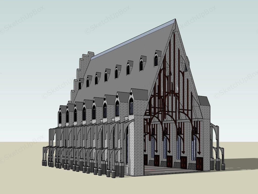Gothic Cathedral Architecture Exterior sketchup model preview - SketchupBox