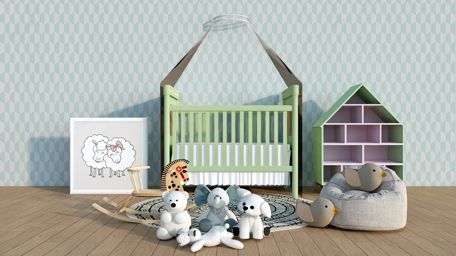 Nursery Room Decor sketchup model preview - SketchupBox