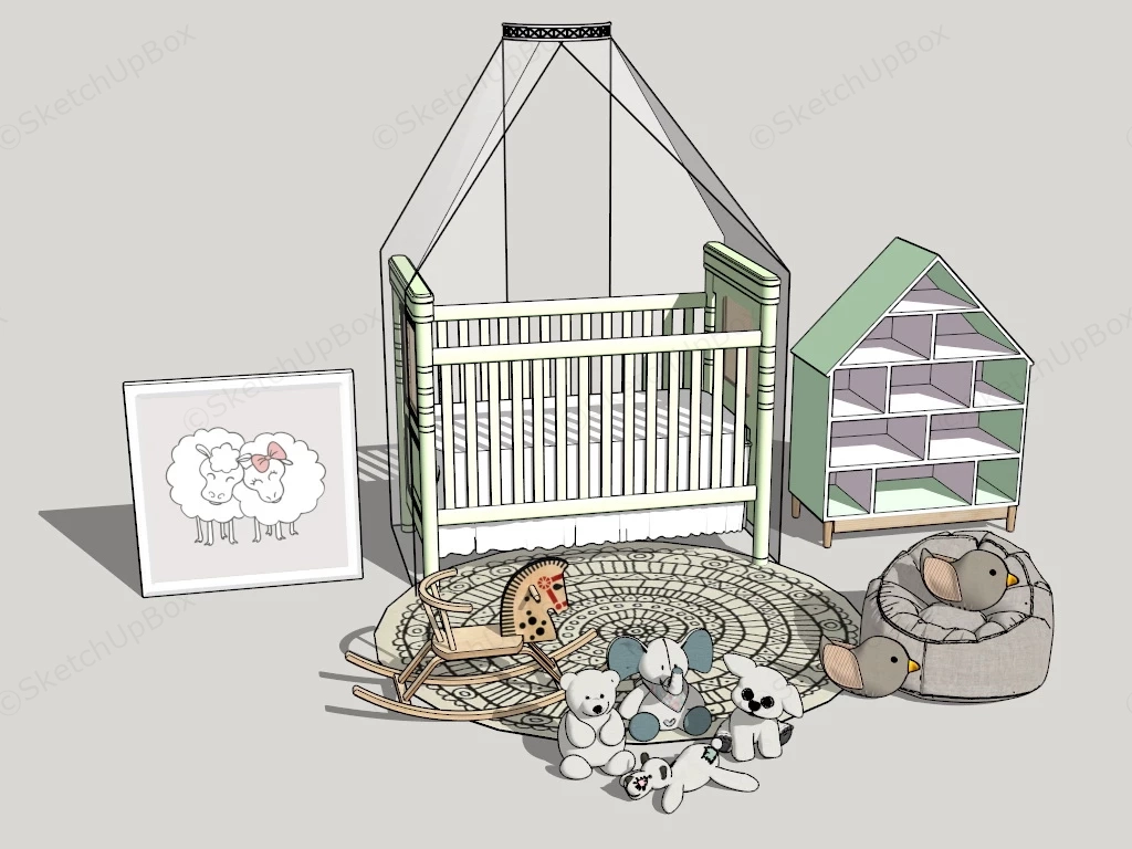 Nursery Room Decor sketchup model preview - SketchupBox