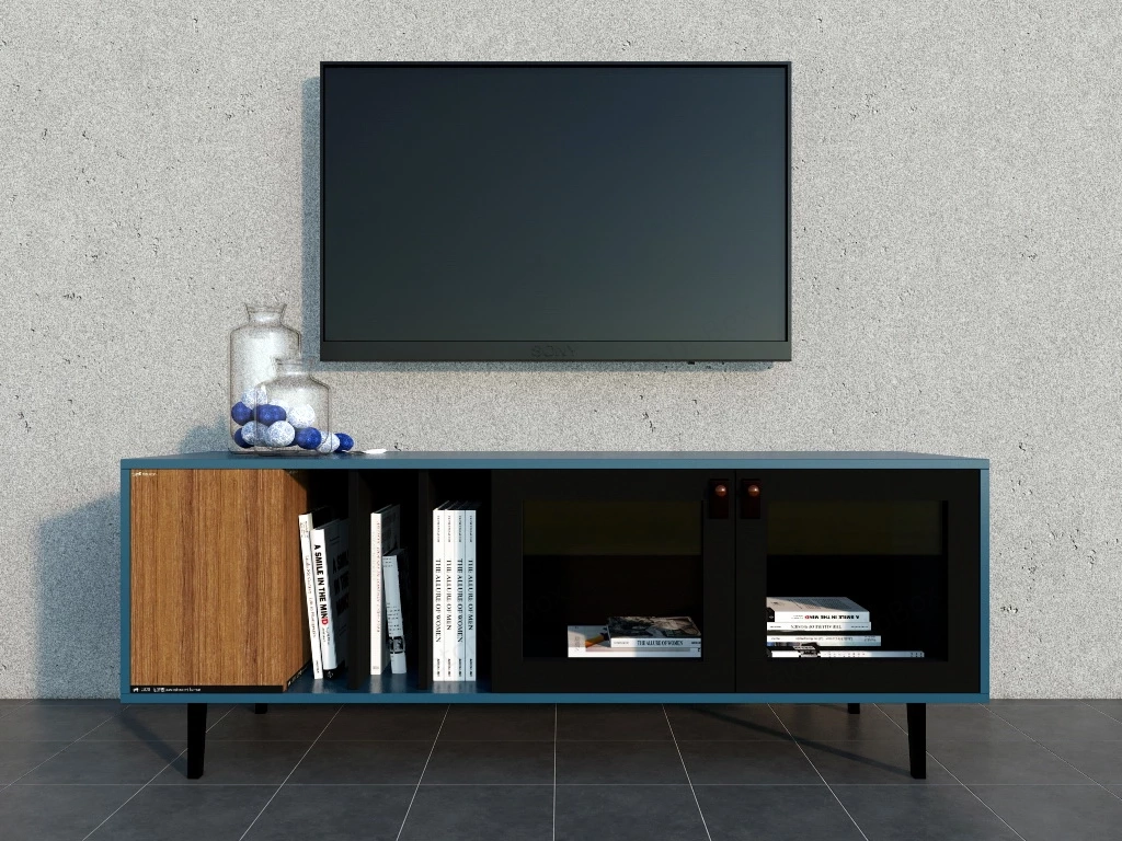 Tv Stand Bookcase Combo sketchup model preview - SketchupBox