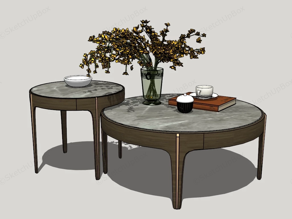 Marble Nesting Coffee Tables sketchup model preview - SketchupBox