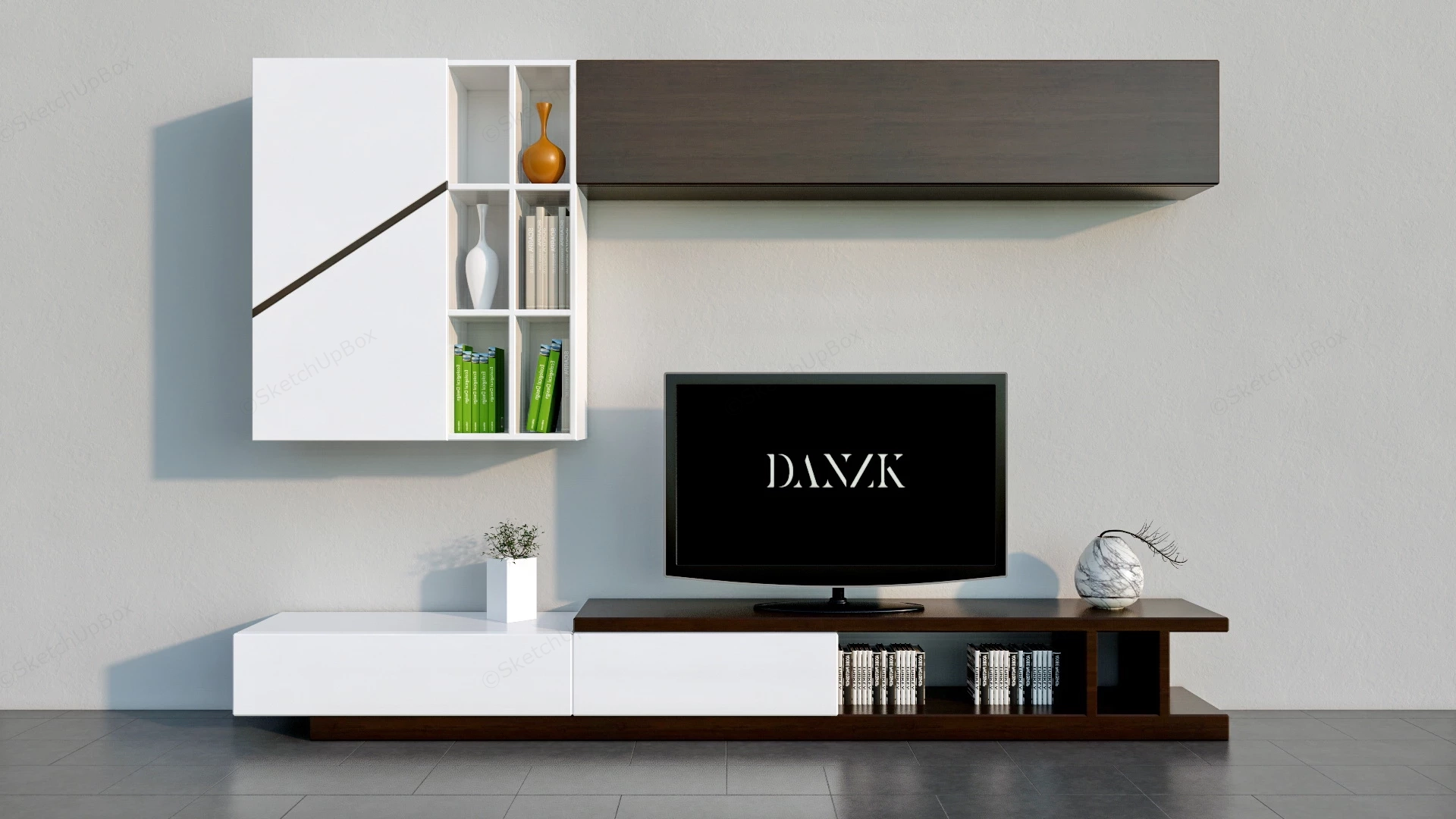 Living Room Tv Unit With Storage sketchup model preview - SketchupBox