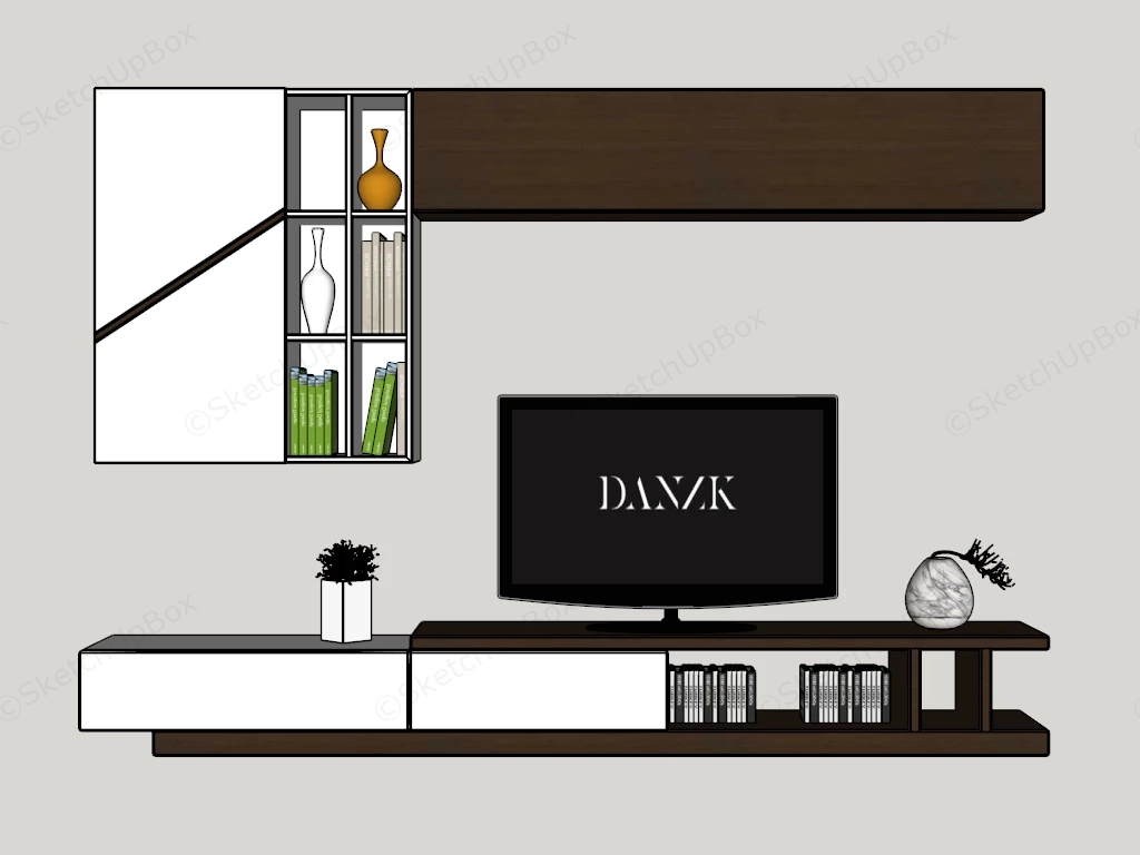 Living Room Tv Unit With Storage sketchup model preview - SketchupBox
