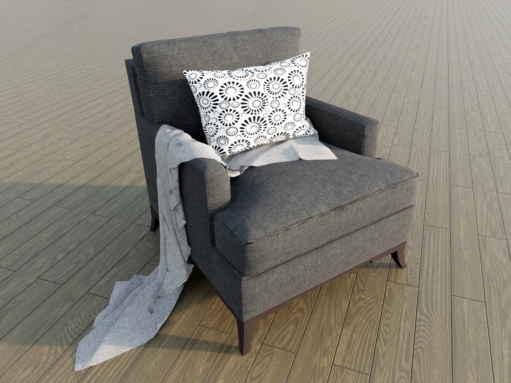 Dark Grey Fabric Armchair sketchup model preview - SketchupBox