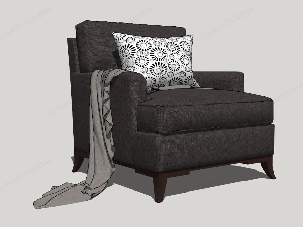Dark Grey Fabric Armchair sketchup model preview - SketchupBox