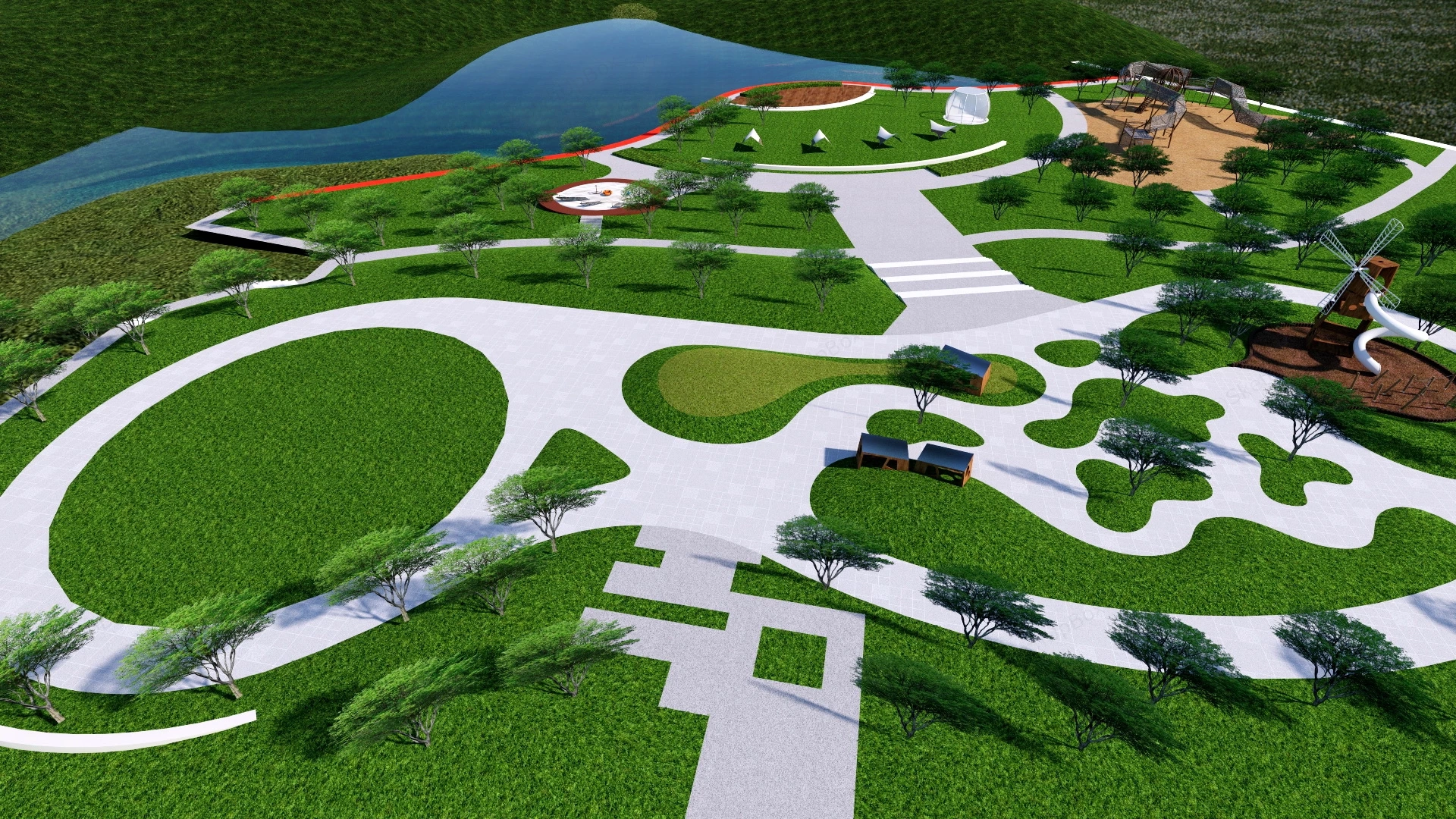 Forest Community Park sketchup model preview - SketchupBox