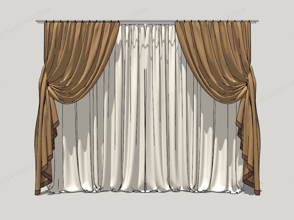 Formal Living Room Curtain sketchup model preview - SketchupBox