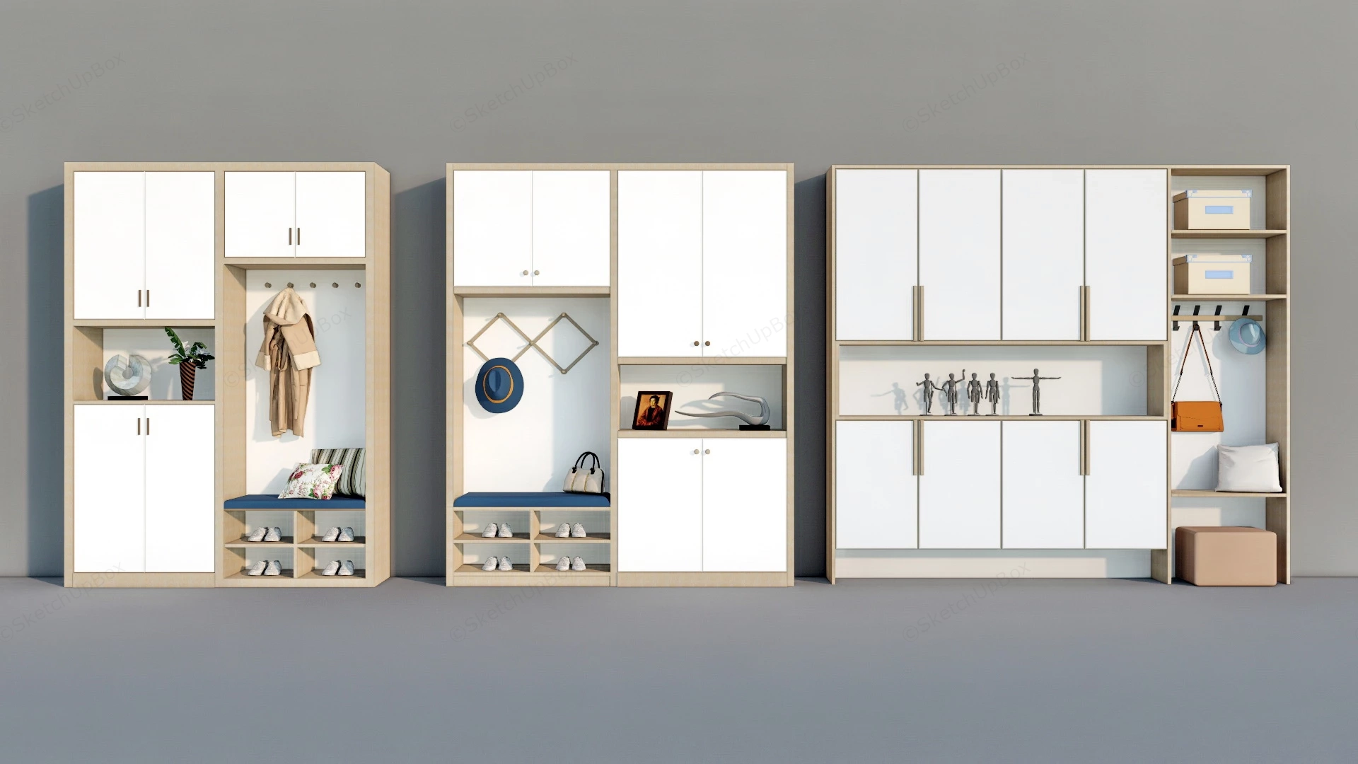 Entryway And Mudroom Storage Ideas sketchup model preview - SketchupBox