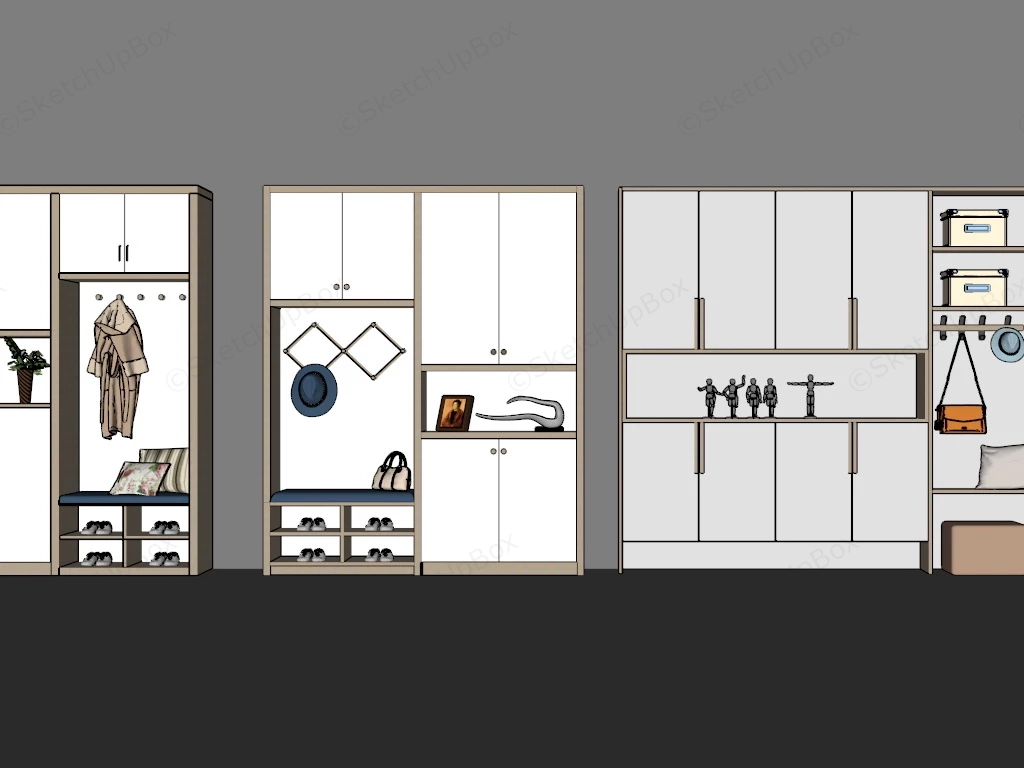 Entryway And Mudroom Storage Ideas sketchup model preview - SketchupBox