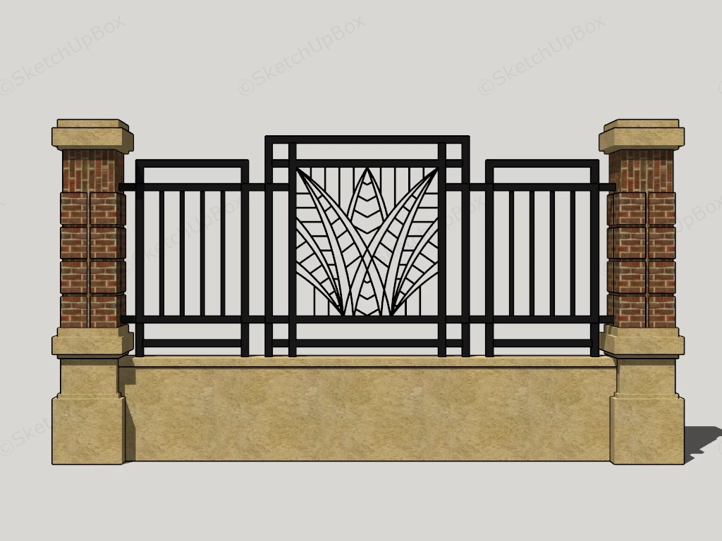 Iron And Brick Fence sketchup model preview - SketchupBox