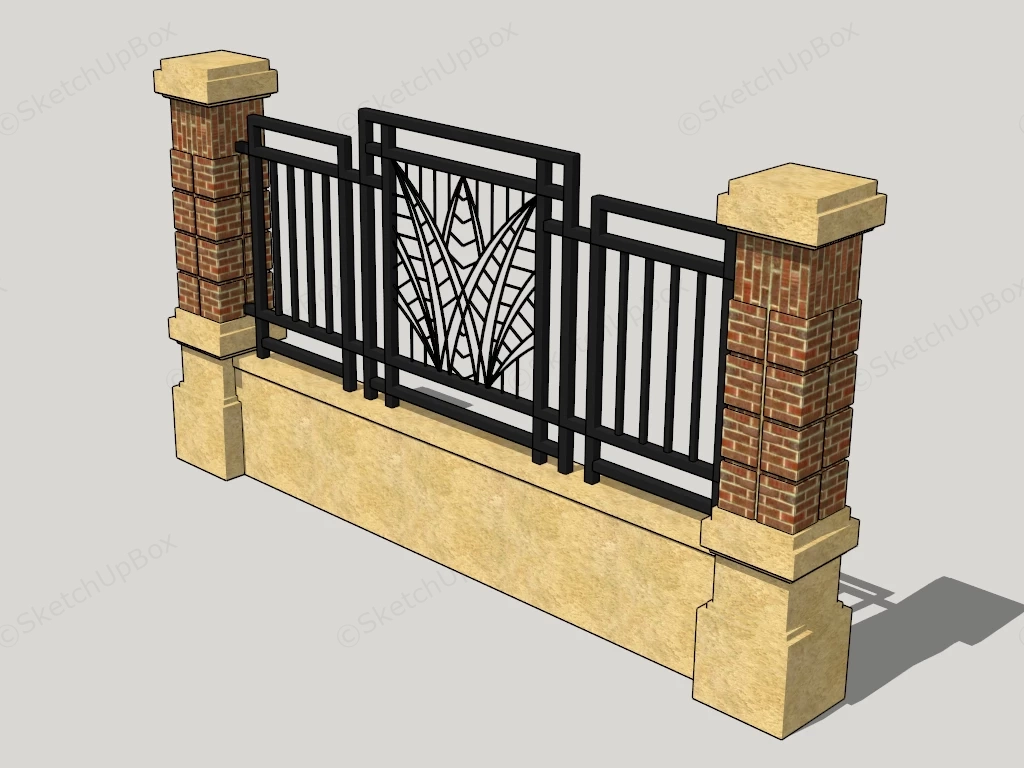 Iron And Brick Fence sketchup model preview - SketchupBox
