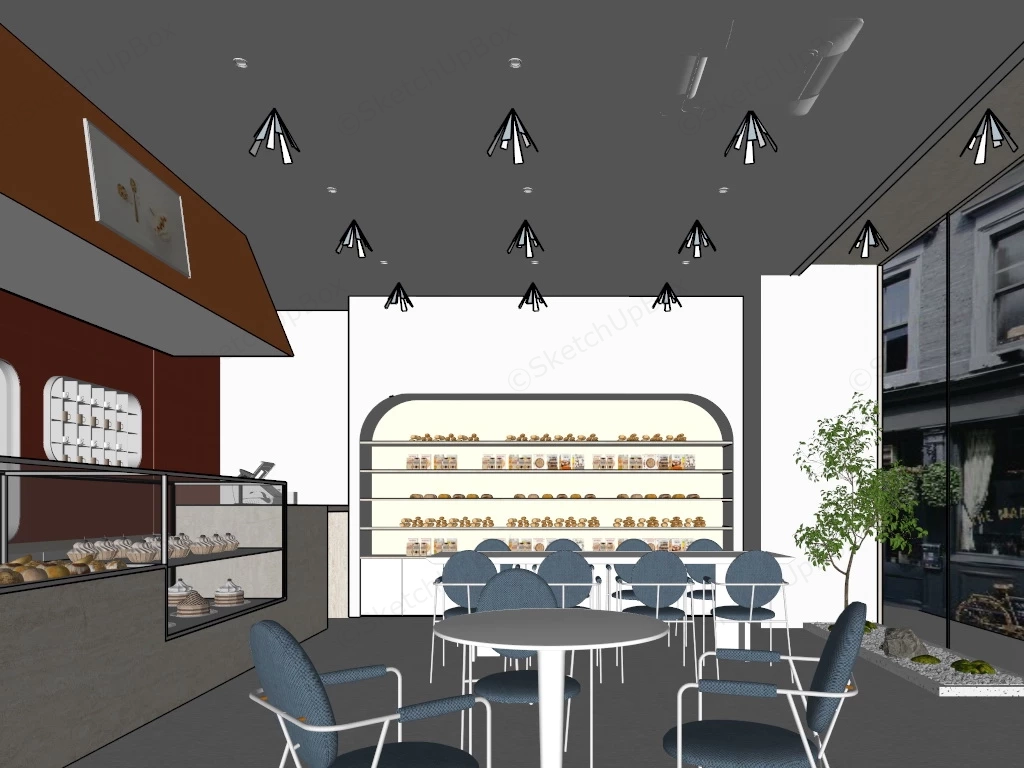 Bakery Cafe Interior Design sketchup model preview - SketchupBox