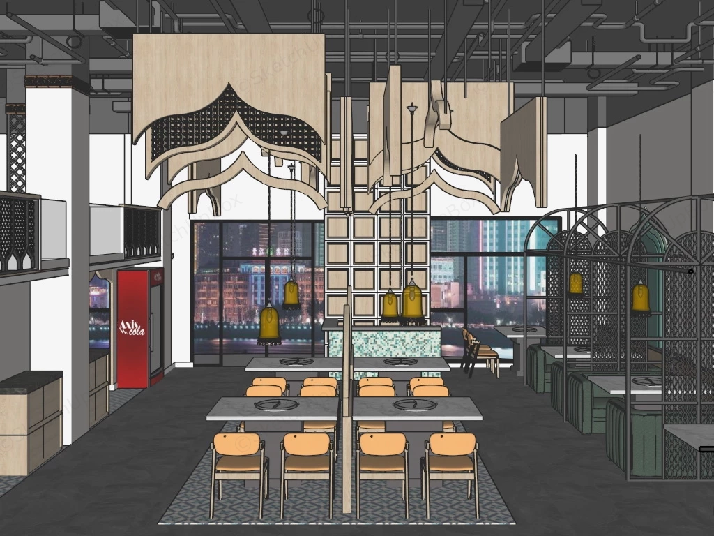 Chinese BBQ Restaurant sketchup model preview - SketchupBox