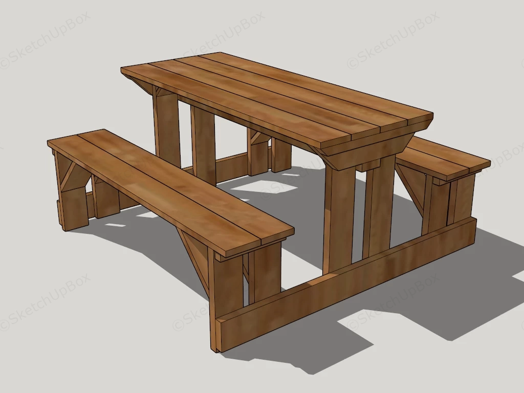 Wood Picnic Table sketchup model preview - SketchupBox