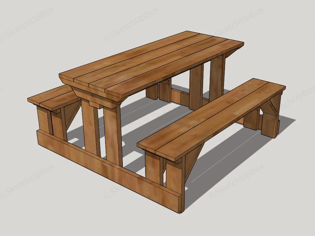 Wood Picnic Table sketchup model preview - SketchupBox
