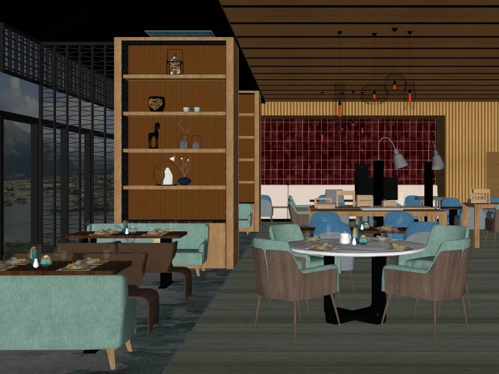 Small Space Restaurant Design sketchup model preview - SketchupBox