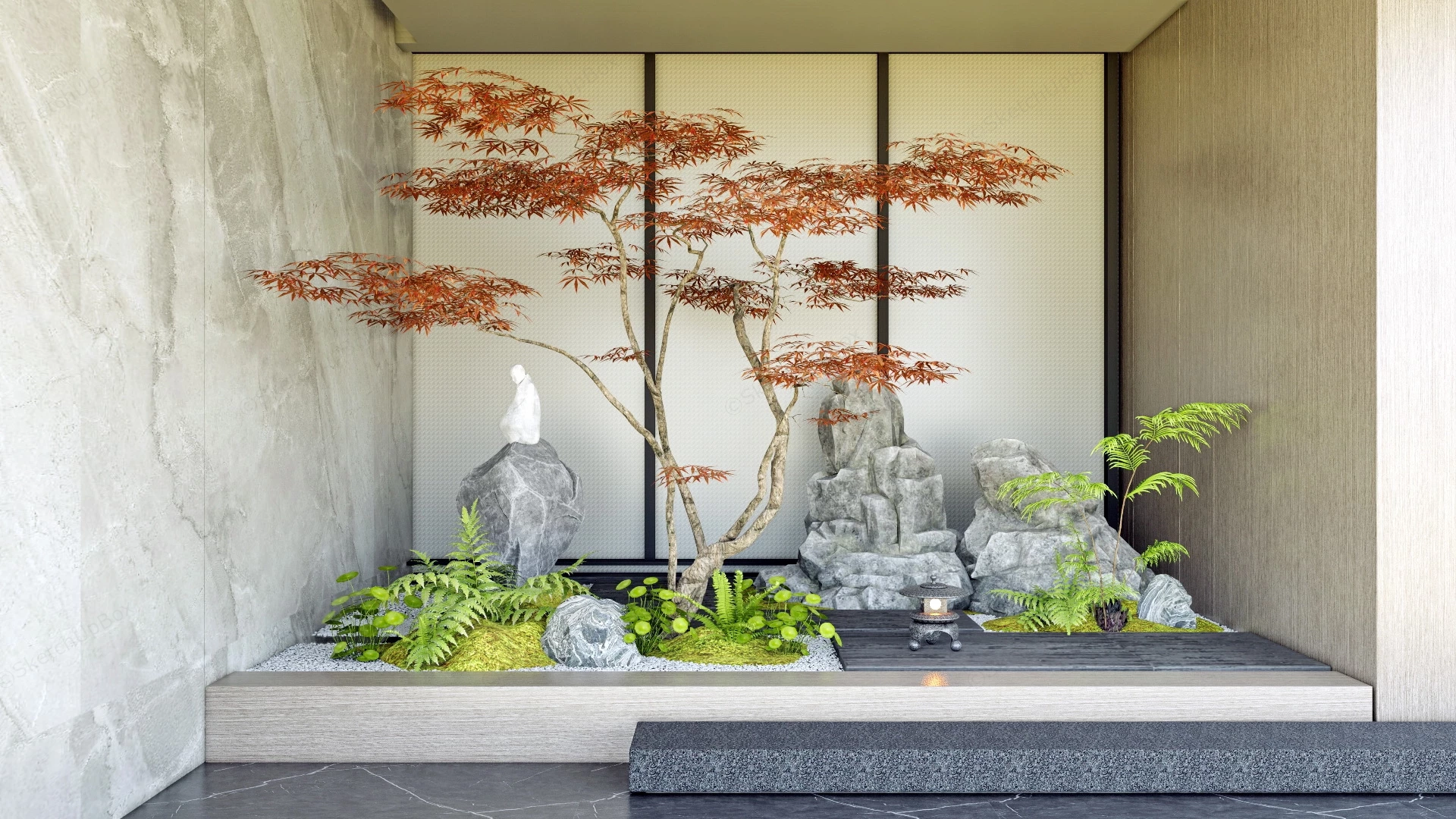 Indoor Zen Garden Design sketchup model preview - SketchupBox