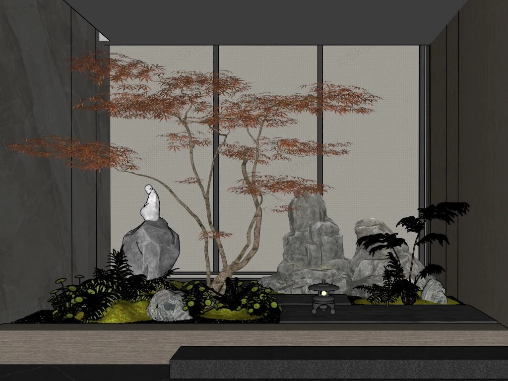 Indoor Zen Garden Design sketchup model preview - SketchupBox