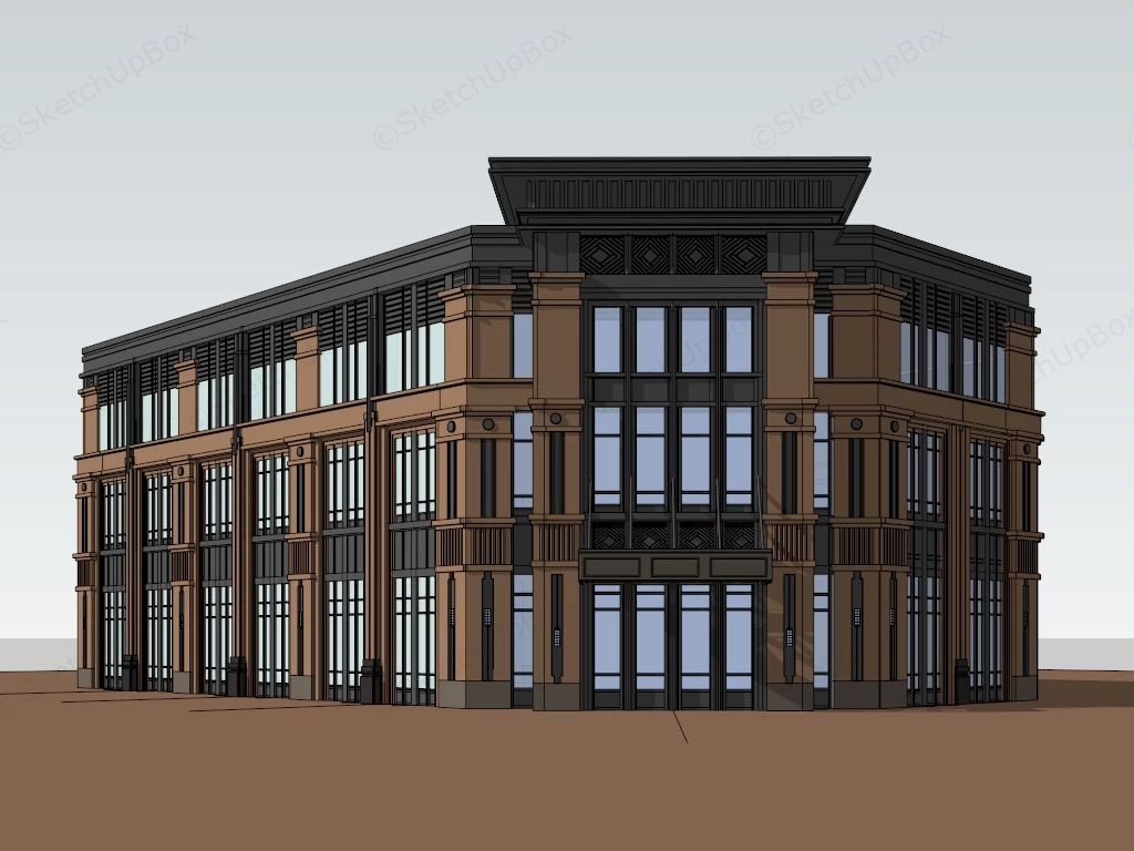 Commercial Retail Building sketchup model preview - SketchupBox