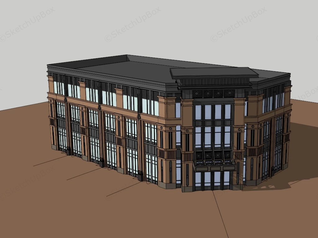 Commercial Retail Building sketchup model preview - SketchupBox