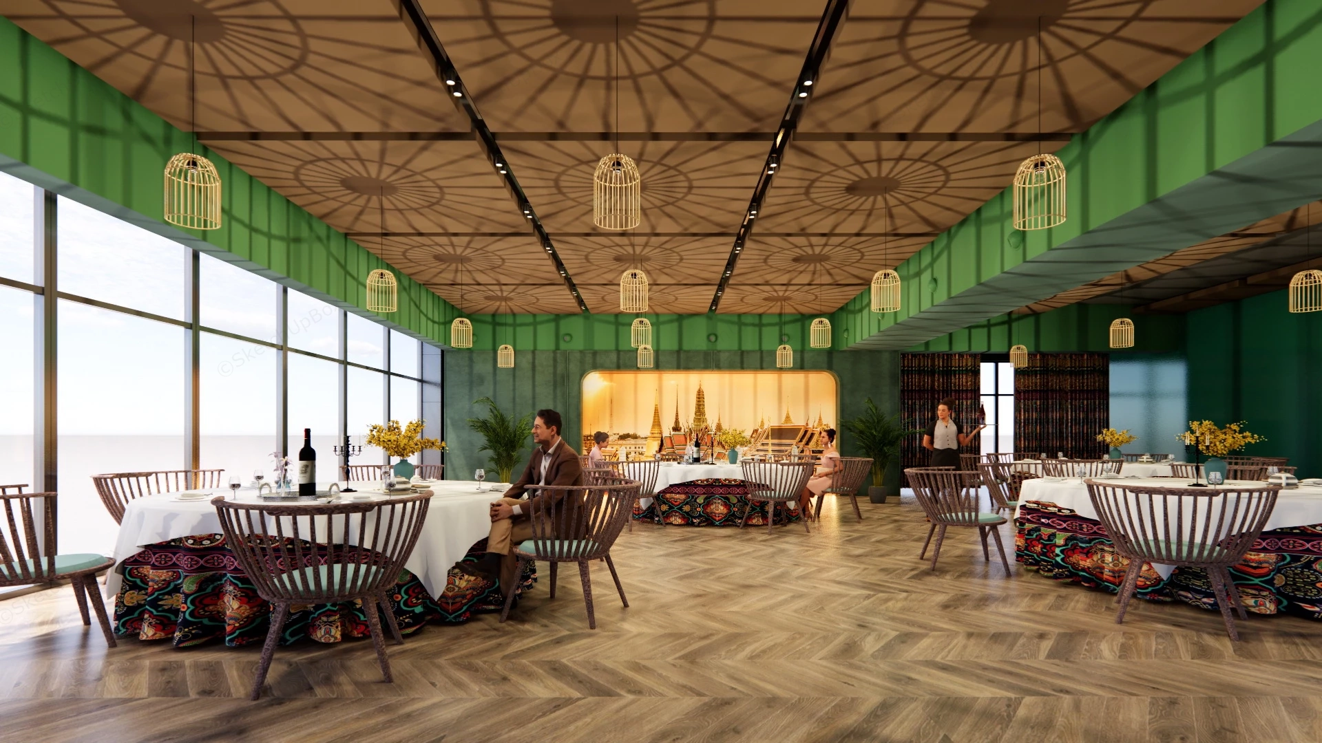 Thai Restaurant Interior Design sketchup model preview - SketchupBox