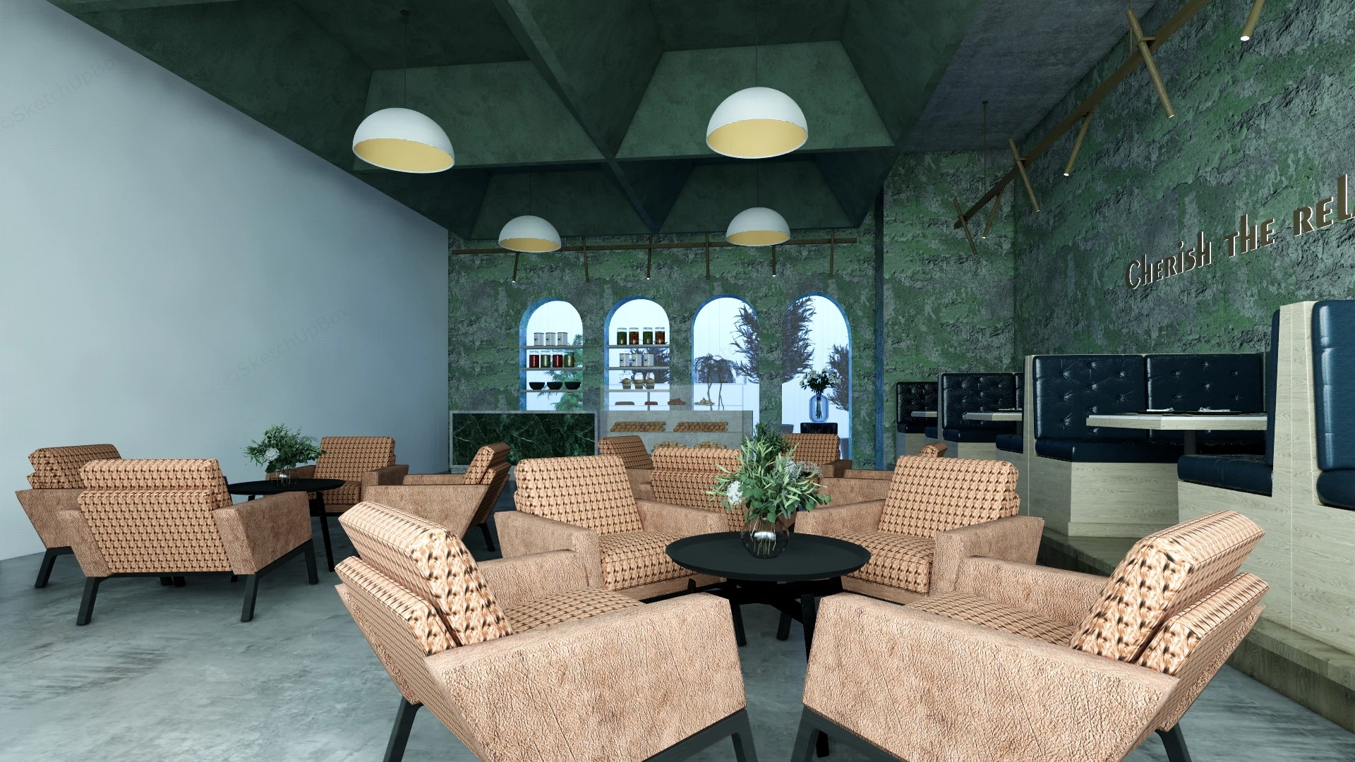 Retro Coffee Shop Design sketchup model preview - SketchupBox
