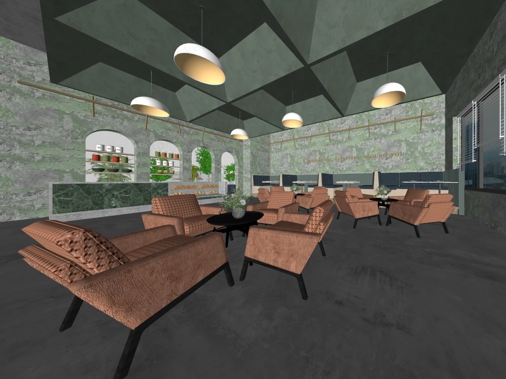 Retro Coffee Shop Design sketchup model preview - SketchupBox