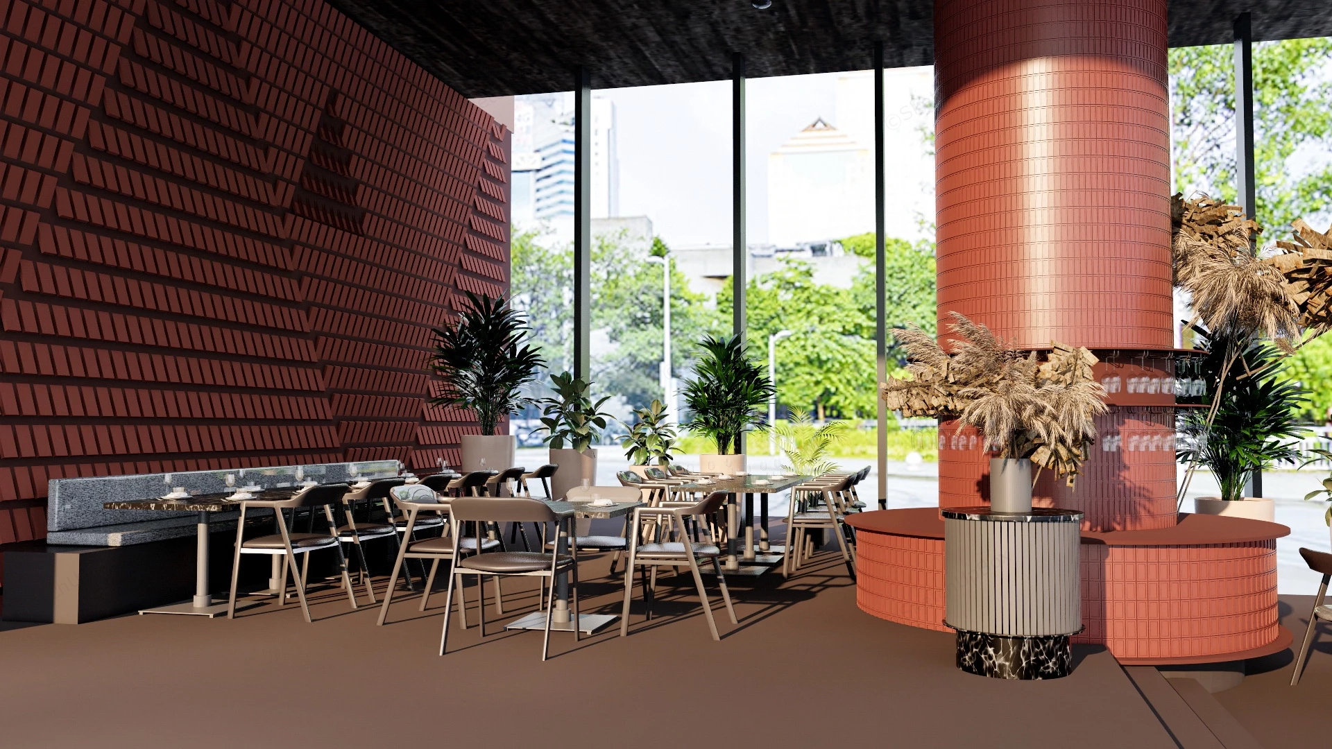 Modern Restaurant Design sketchup model preview - SketchupBox