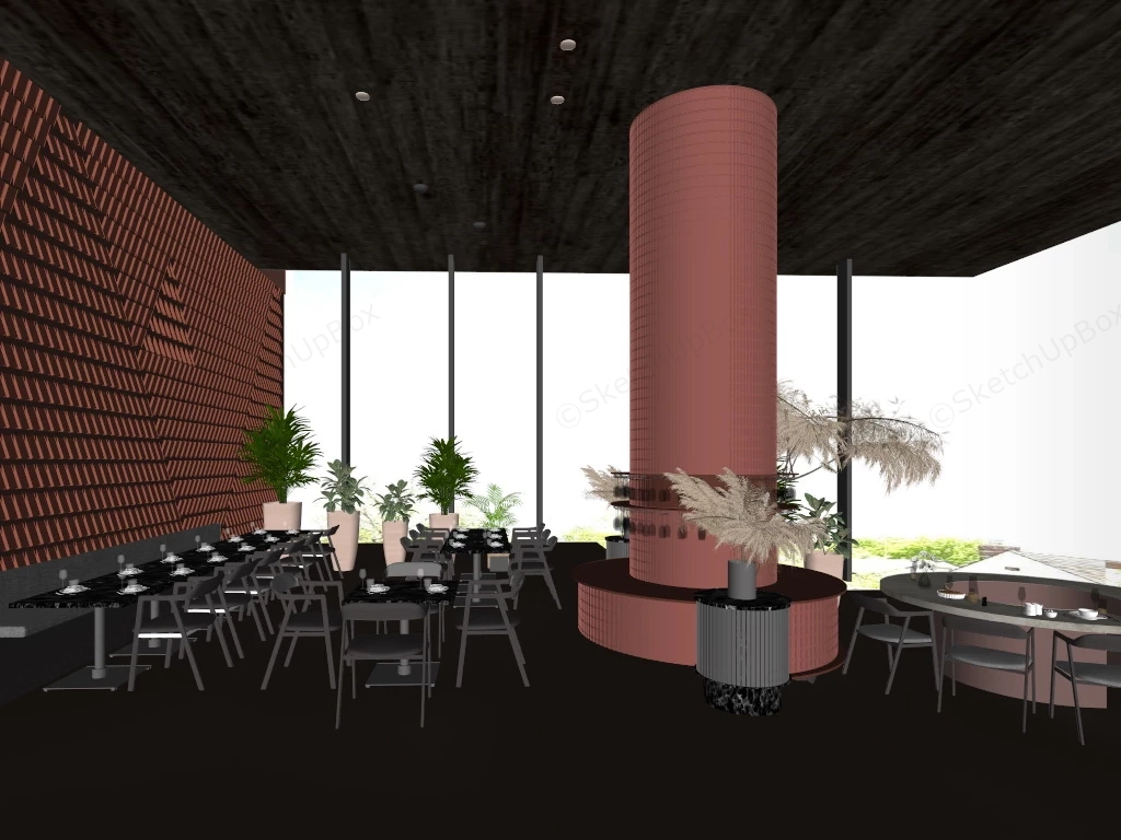 Modern Restaurant Design sketchup model preview - SketchupBox