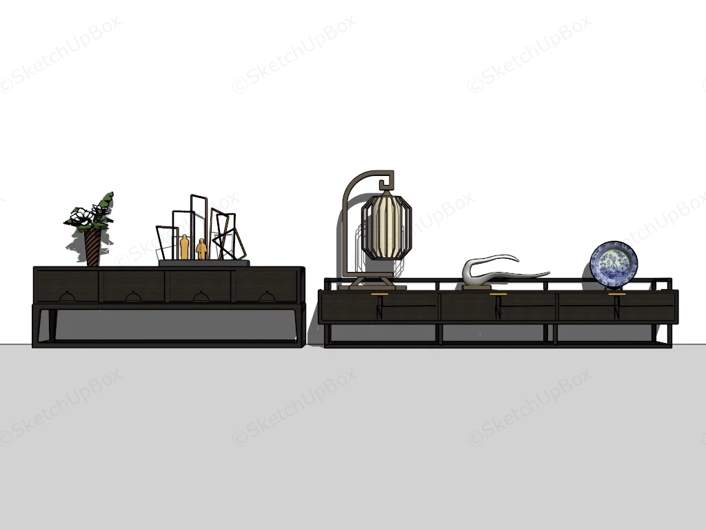 Chinese Style Living Room TV Stands sketchup model preview - SketchupBox