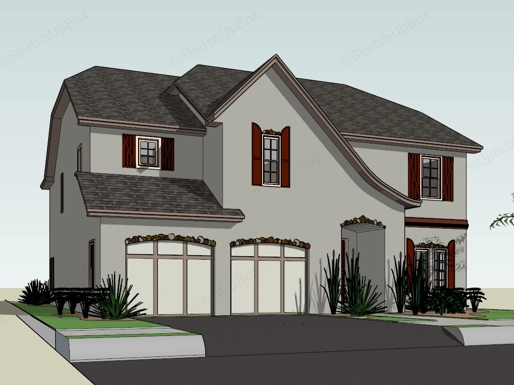 Mediterranean Style House sketchup model preview - SketchupBox
