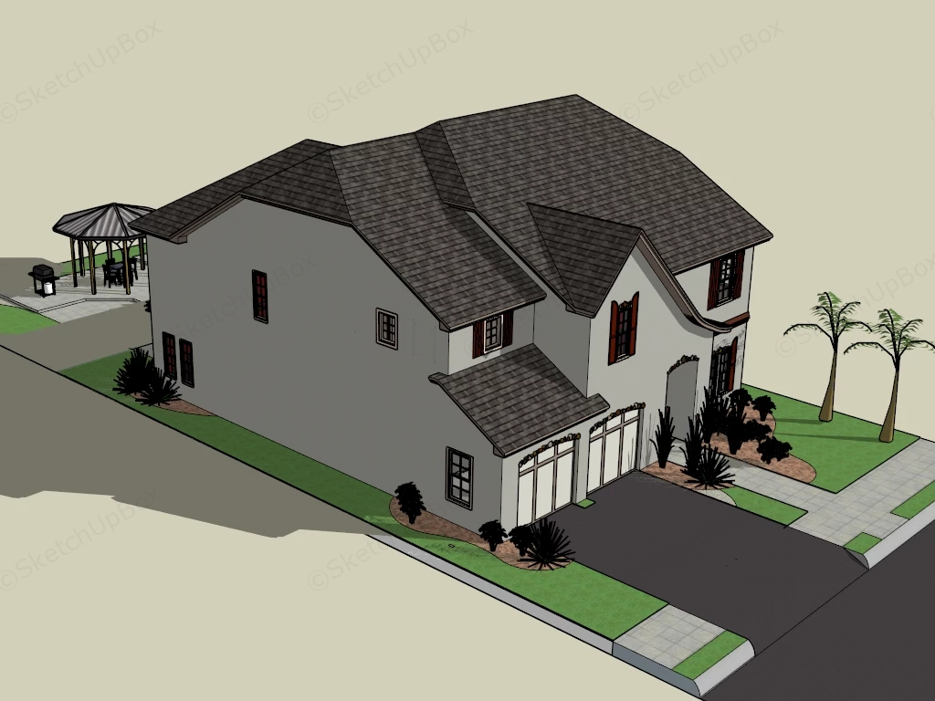 Mediterranean Style House sketchup model preview - SketchupBox