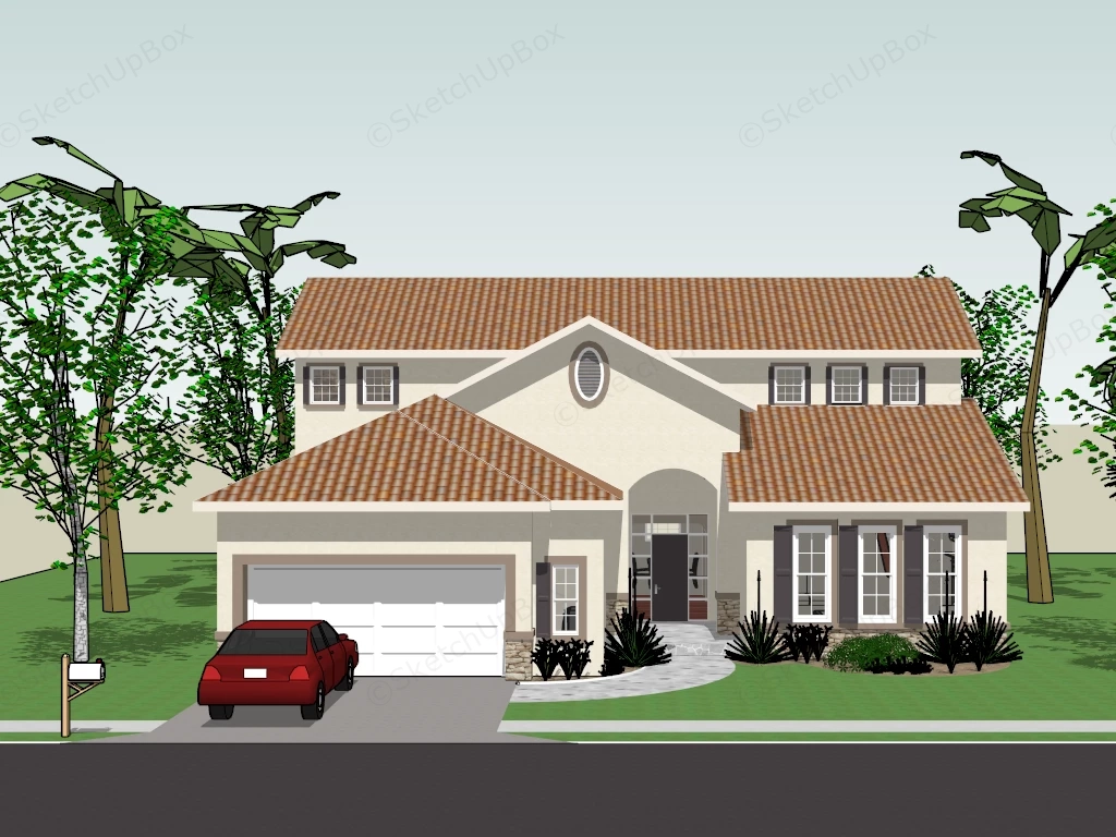Modern Craftsman House sketchup model preview - SketchupBox