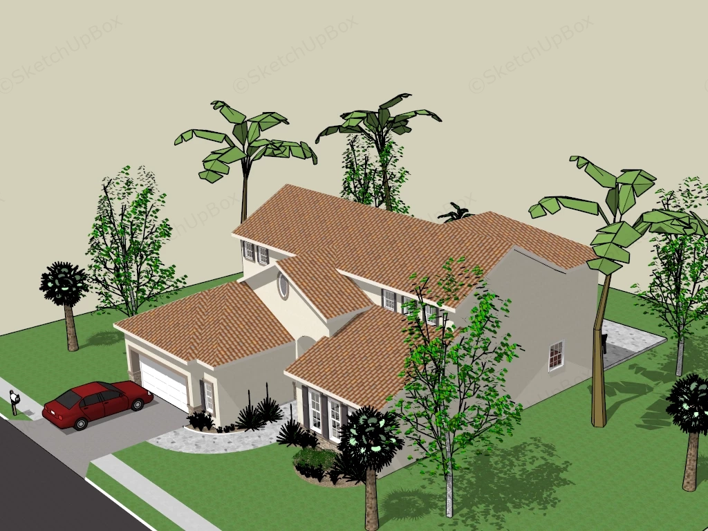 Modern Craftsman House sketchup model preview - SketchupBox