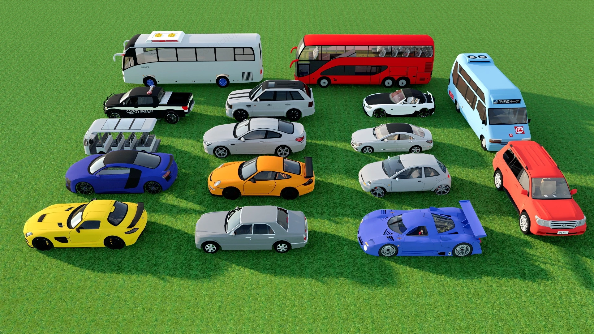 Car And Bus Collection sketchup model preview - SketchupBox