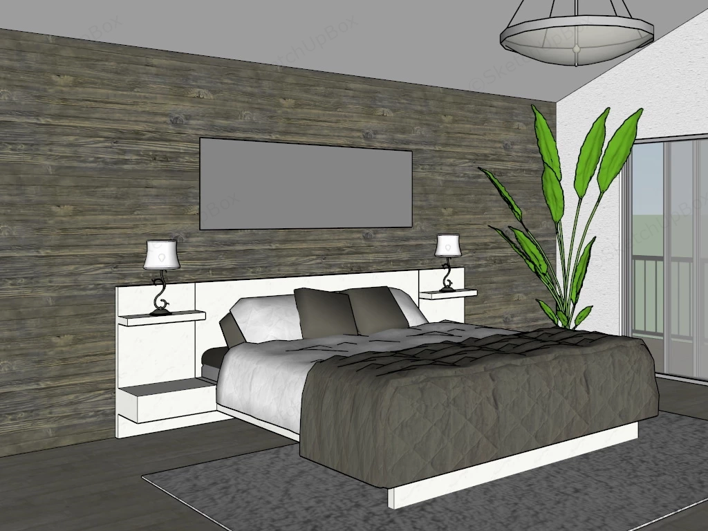 Minimalist Bedroom Decor sketchup model preview - SketchupBox