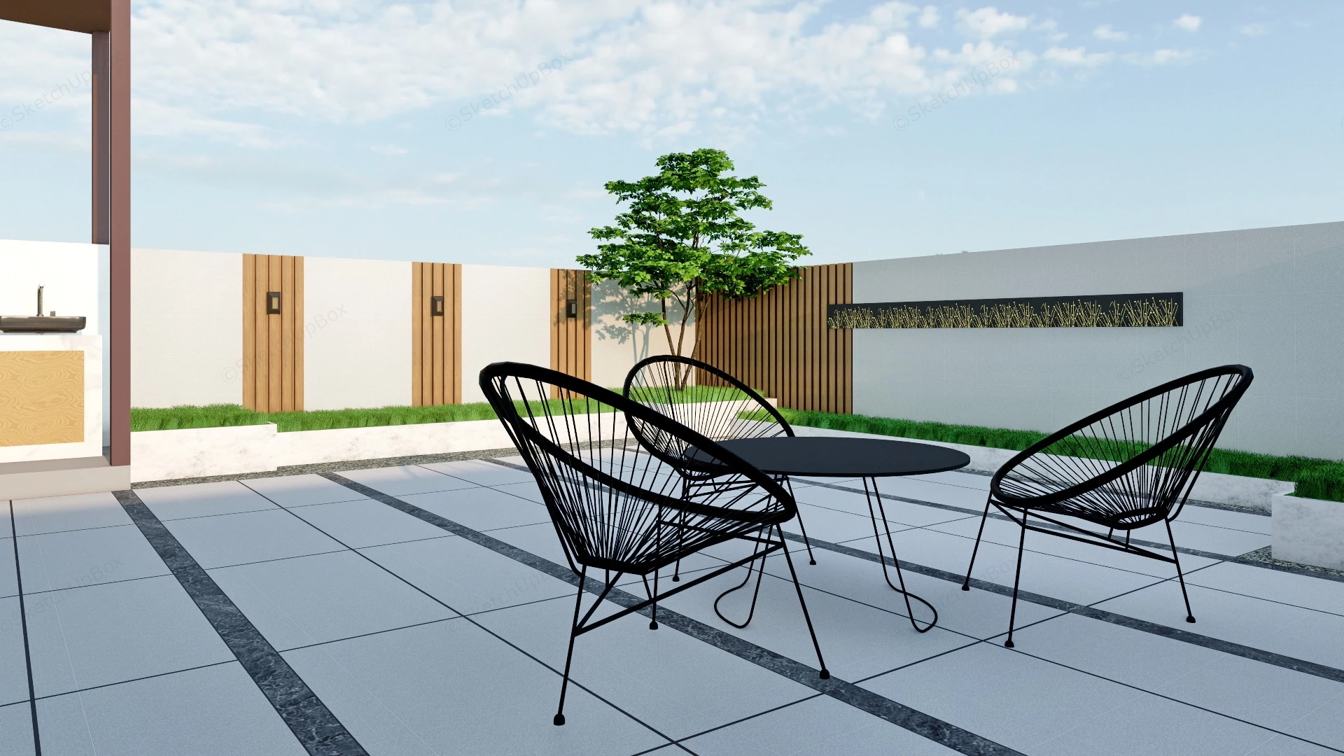 Backyard Patio Design sketchup model preview - SketchupBox