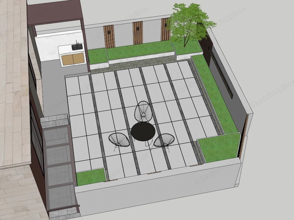 Backyard Patio Design sketchup model preview - SketchupBox
