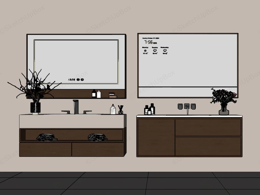 Floating Bathroom Vanity Cabinets sketchup model preview - SketchupBox
