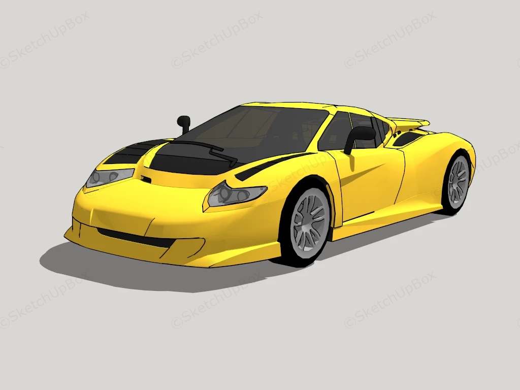 Yellow Sports Car sketchup model preview - SketchupBox