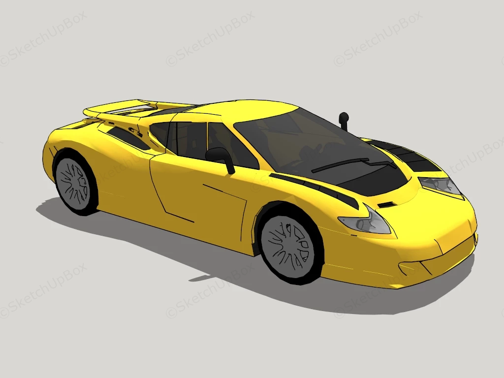 Yellow Sports Car sketchup model preview - SketchupBox