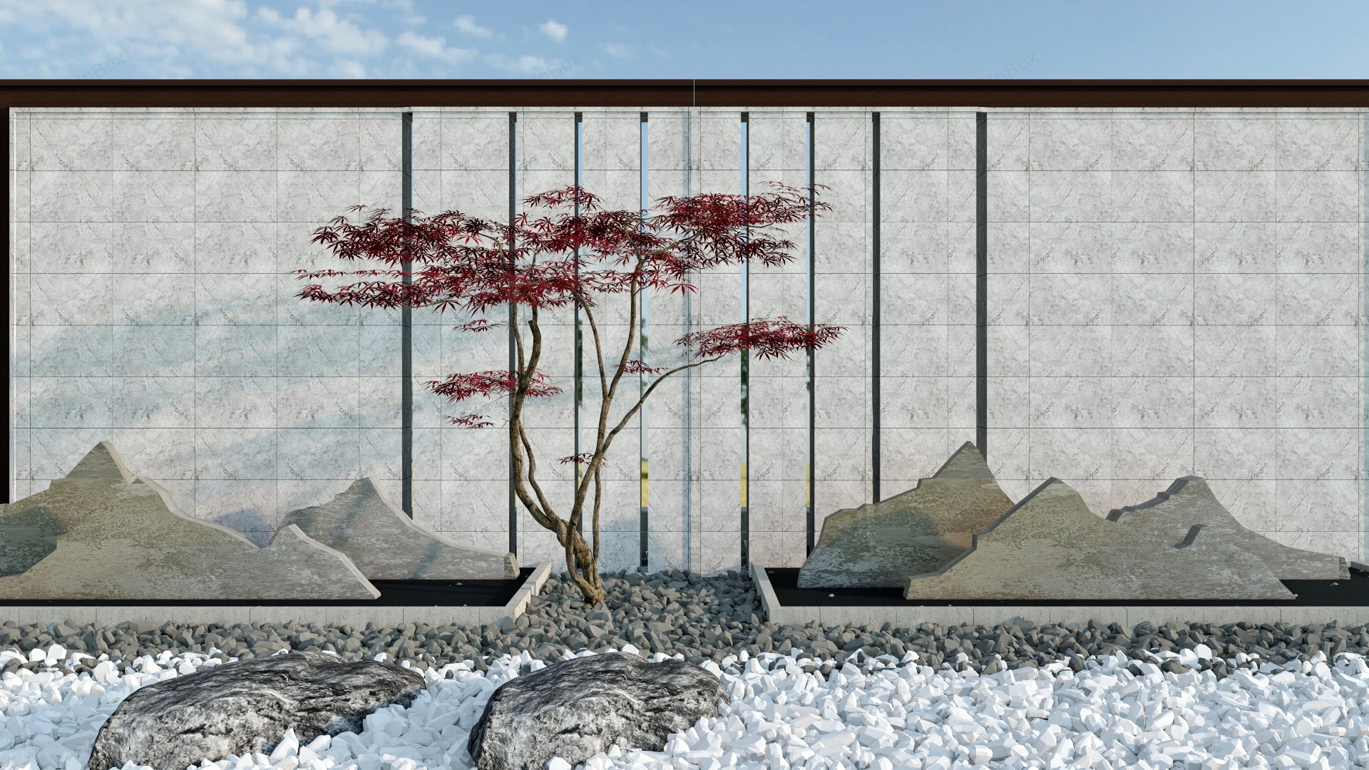 Zen Garden Feature Wall Idea sketchup model preview - SketchupBox