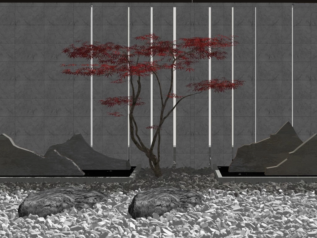 Zen Garden Feature Wall Idea sketchup model preview - SketchupBox