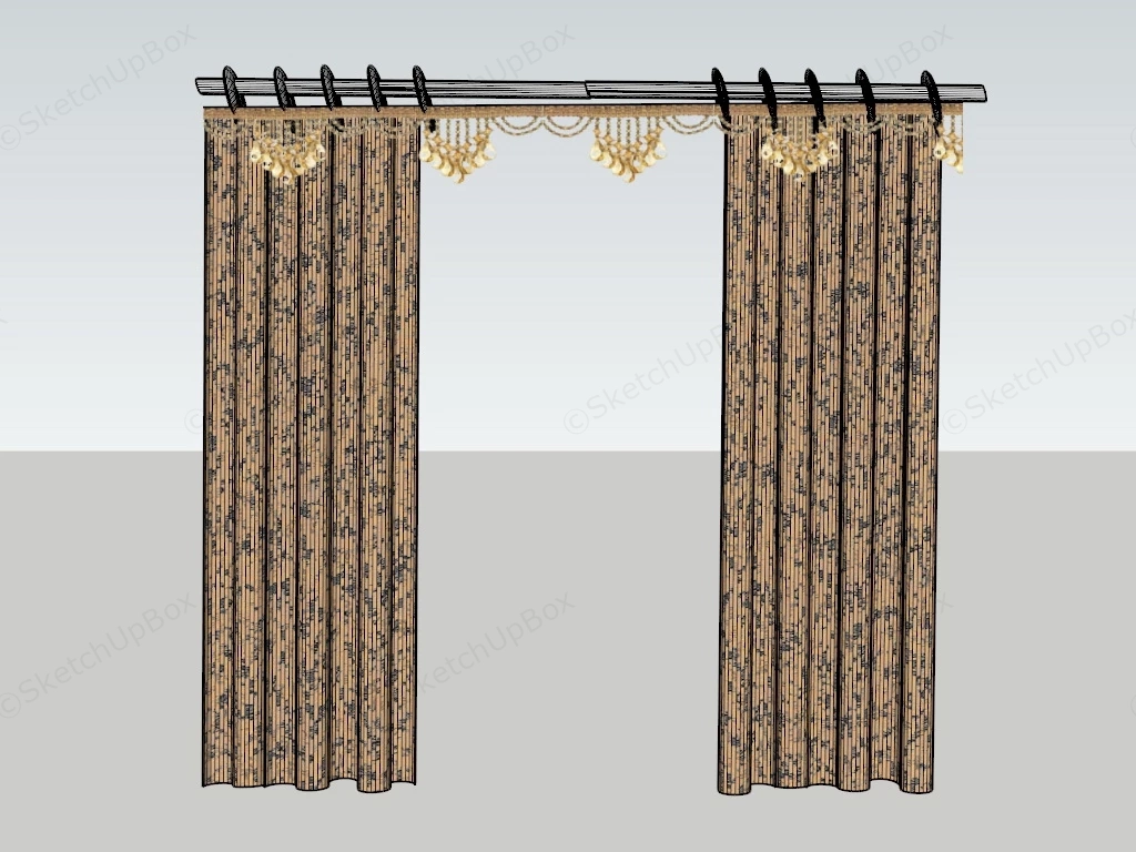 Plain Brown Curtains sketchup model preview - SketchupBox