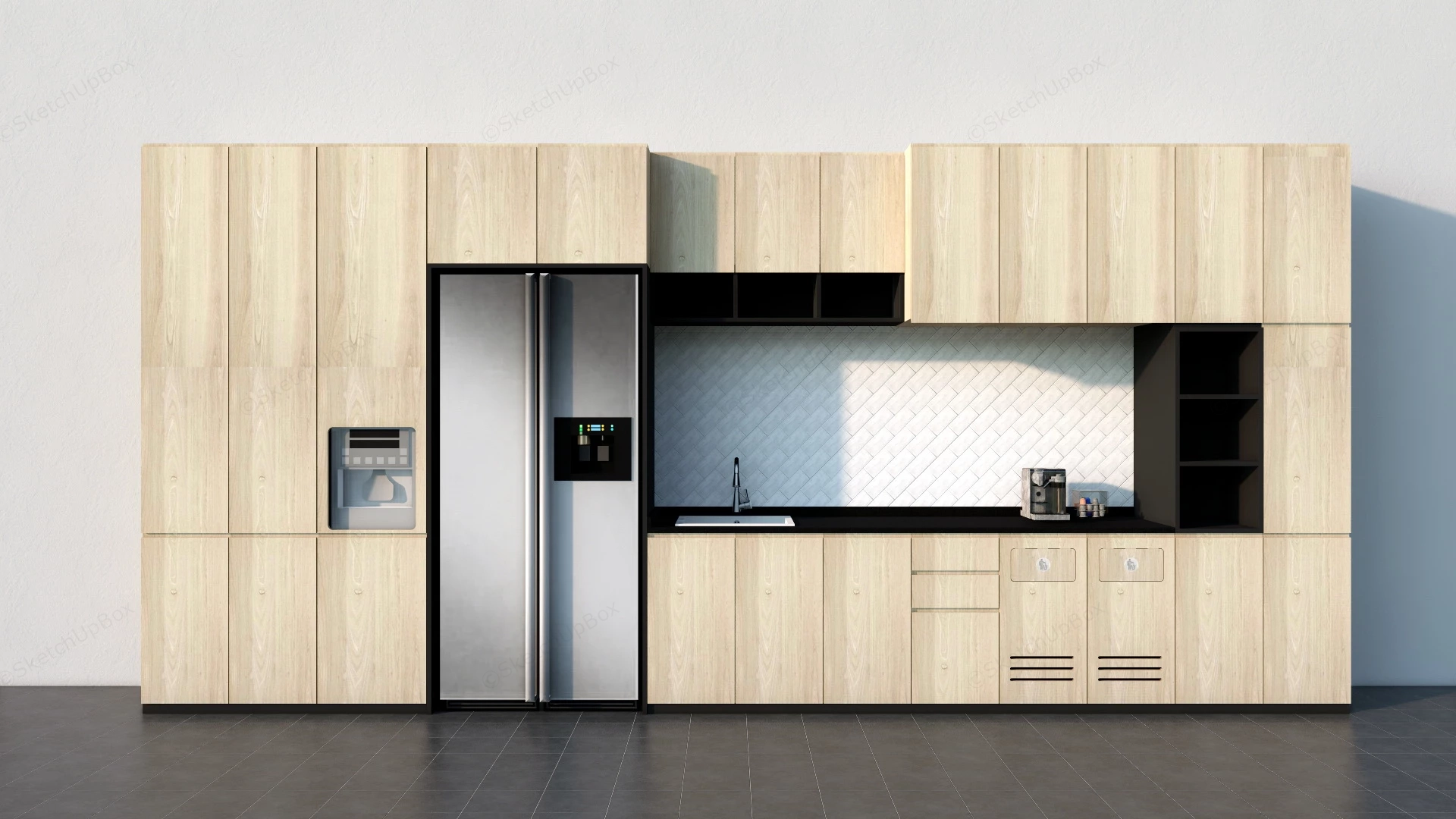 Straight Kitchen Cabinets Design sketchup model preview - SketchupBox