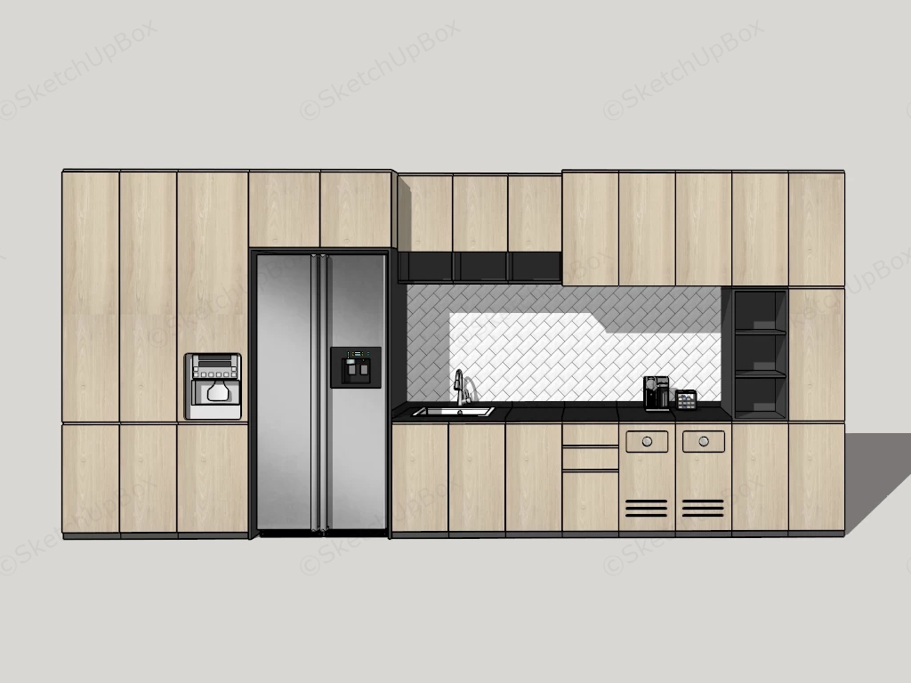 Straight Kitchen Cabinets Design sketchup model preview - SketchupBox