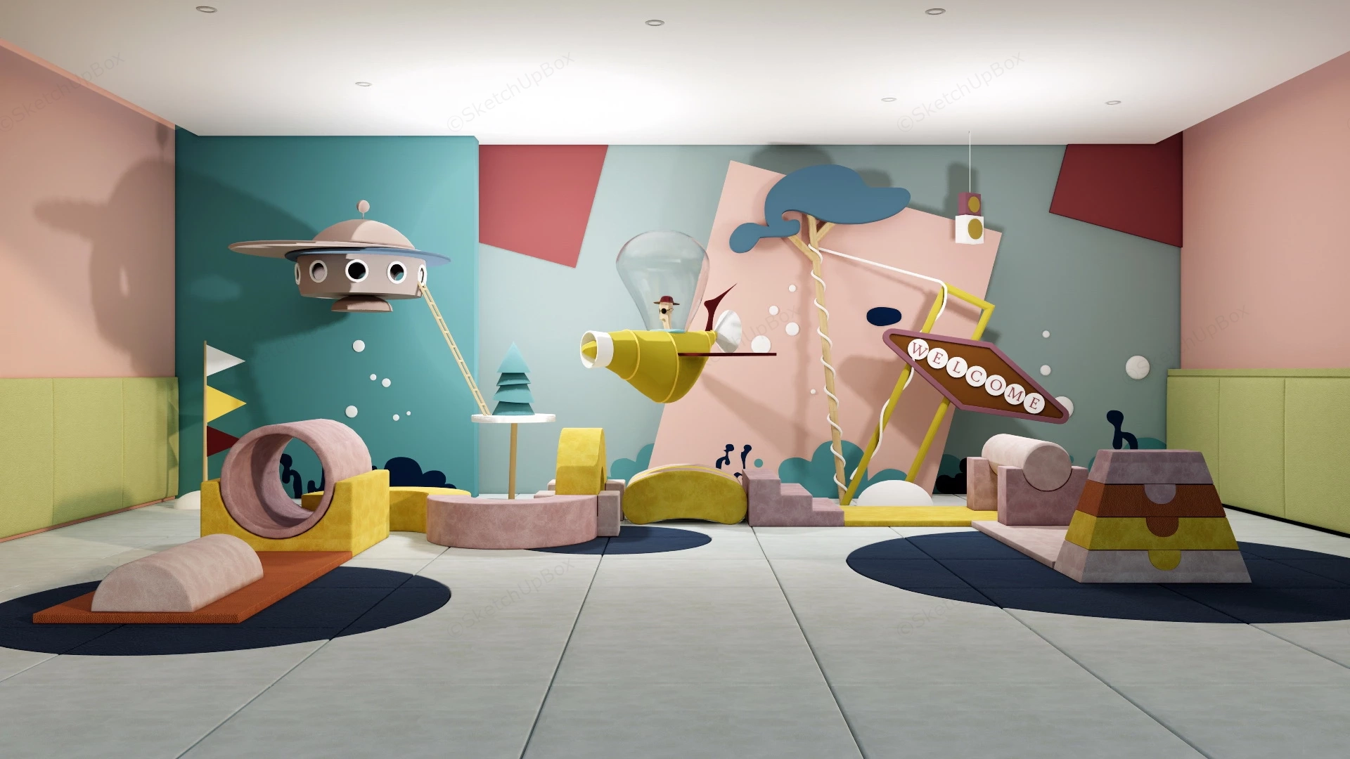 Toddler Indoor Playground sketchup model preview - SketchupBox