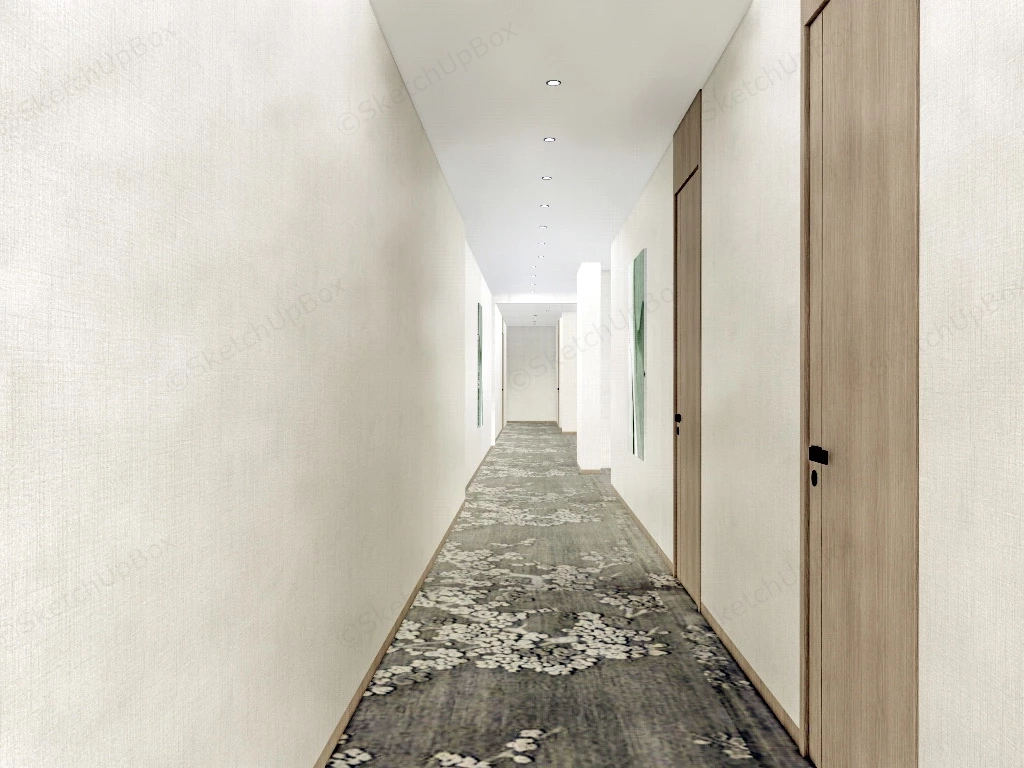 Hotel Corridor Design sketchup model preview - SketchupBox
