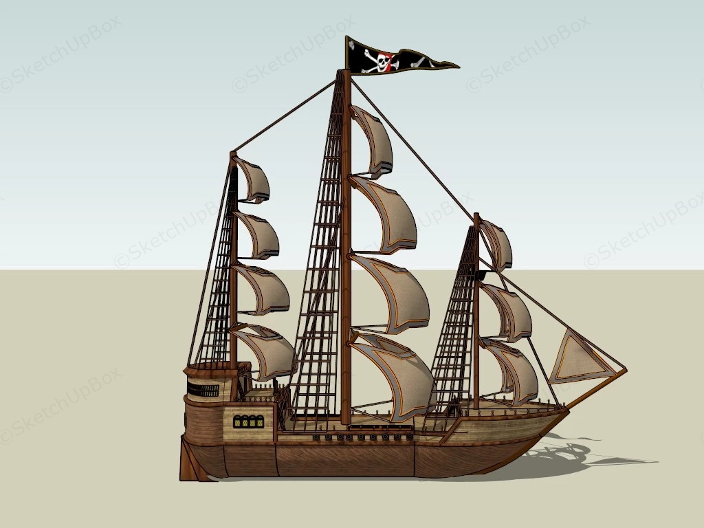 Old Pirate Ship sketchup model preview - SketchupBox