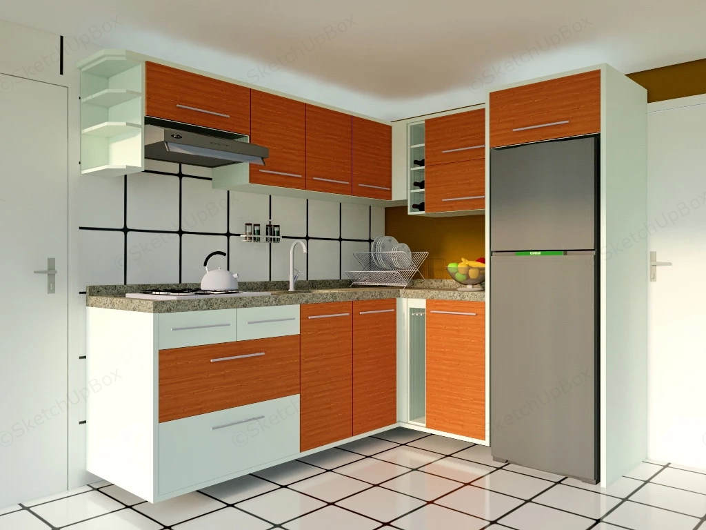 Small Corner Kitchen Idea sketchup model preview - SketchupBox